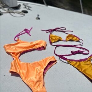 Orange and Purple Bikini Set